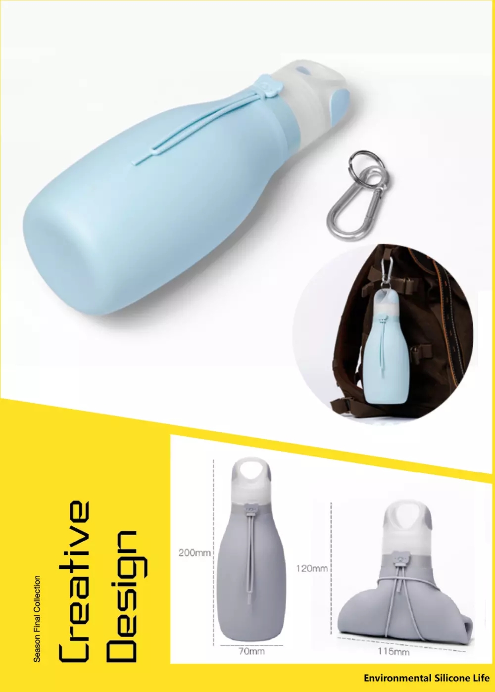 custom logo folding water bottle