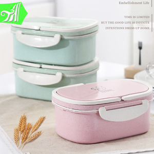 1000ml Degradable Food Storage Container Set wheat straw Lunch Box with Lock And Handle 