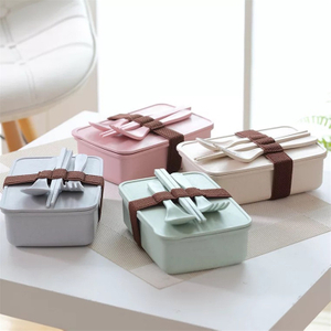 Single Layer Healthy Biodegradable Kids Lunch Box With Cutlery Fork Spoon