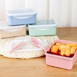 Portable Wheat Straw Biodegradable Lunch Box With Rectangle 