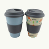 Eco- Friendly Bamboo Fiber Coffee Cup Water Bottles With Silicone Sleeves