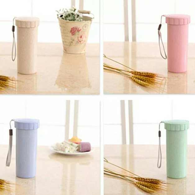 Portable Custom Logo Flip Straw Water Bottle, 300ML Water Bottle With Straw, Plastic Bottle With Straw