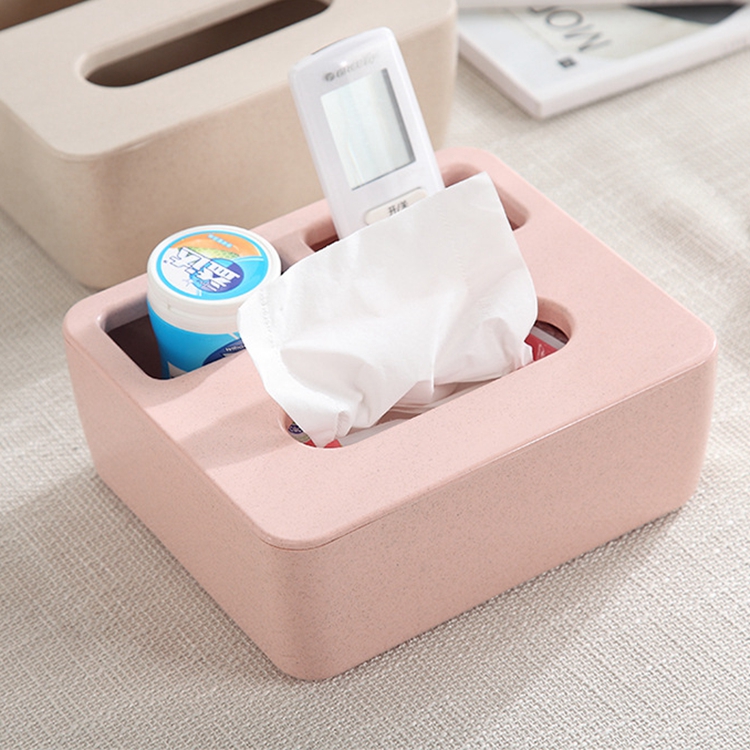 Home Wheat Straw Plastic Car Tissue Box Holder