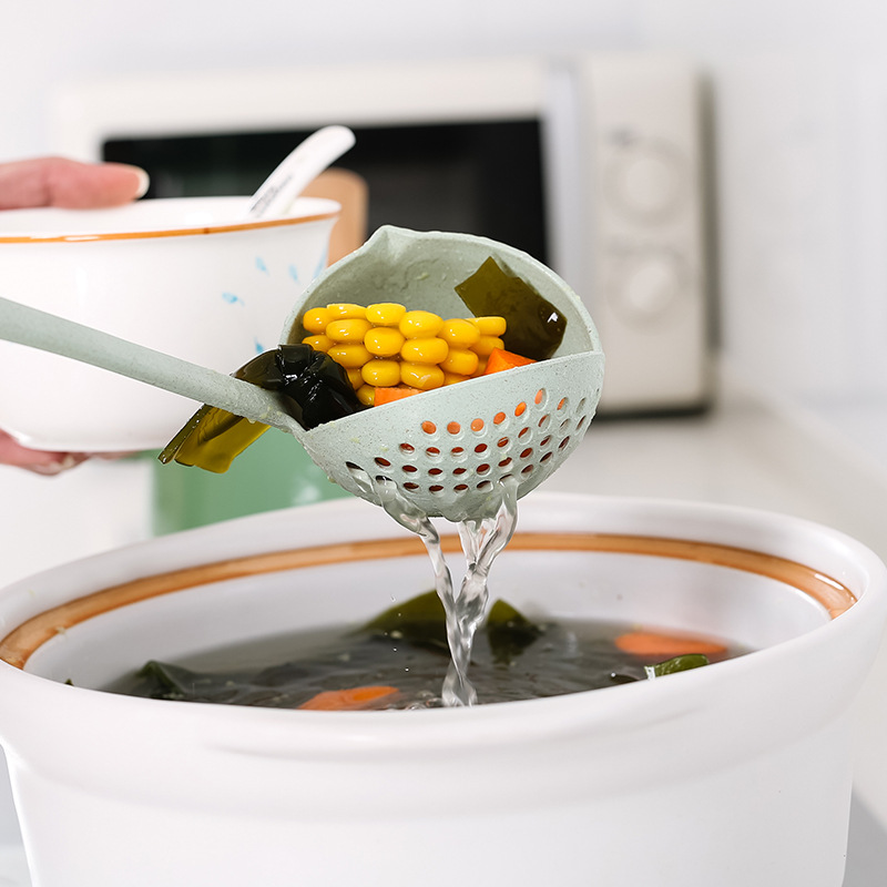 Eco-friendly 2 in 1 Wheat Straw Soup Ladle with Long Handle