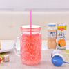 Double Wall Freezer Mason Jar, Freezable Gel Shot Glasses, Ice Cup with Straw