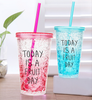  Customize Double Wall Freezable Gel Ice Cup with Straw