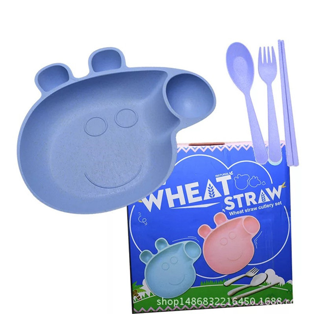 Creative Small Pig Tableware Cartoon Baby Feeding Bowl Product Cutlery Suit Gift Wheat Straw Dish Bowl