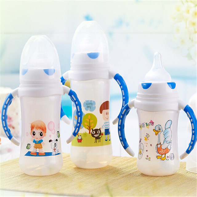 Health Round Eco-Friendly Non-Toxic BPA Free Hands Free Baby Glass Baby Feeding Bottle