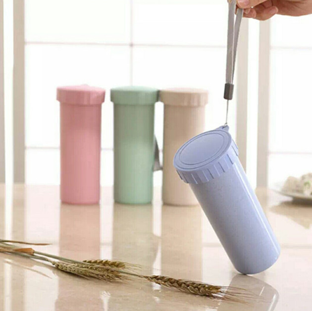 Portable Custom Logo Flip Straw Water Bottle, 300ML Water Bottle With Straw, Plastic Bottle With Straw
