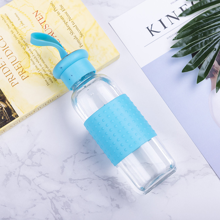 380ML High Quality OEM Good Price Silicone Sleeve Glass Water Bottle