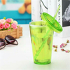 480ml Double Wall Insulated Freeze Cup Plastic Drinking Cups with Straws And Lids