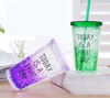  Customize Double Wall Freezable Gel Ice Cup with Straw