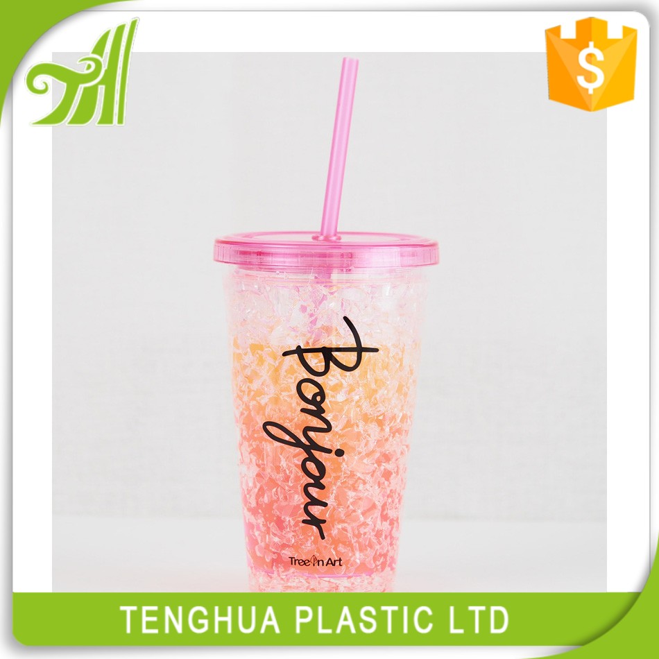 Double Wall Plastic Ice Cup Water Bottle
