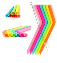 Eco-friendly Colorful Reusable Folding Silicone Drinking Straw