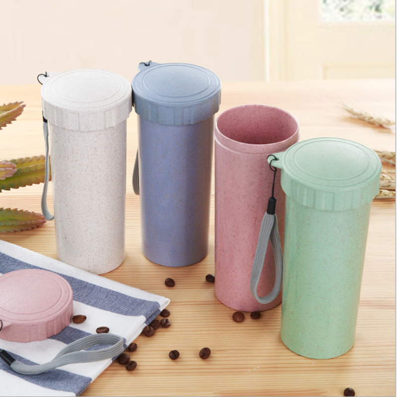 Eco Friendly Reusable Straw Wheat Water Bottle Coffee And Tea Bottle Wholesale 400ml