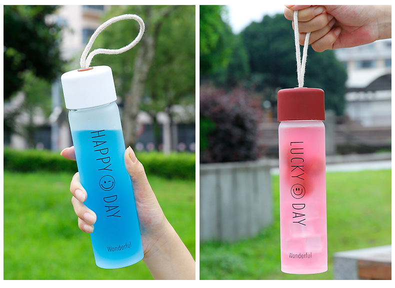 360ML Custom Logo Glass Water Bottle, Frosted Glass Bottle For Outdoor
