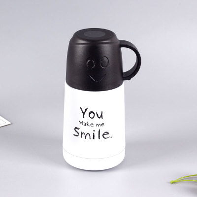 Creative Smiley Face Mug Stainless Steel Water Bottle with Lid