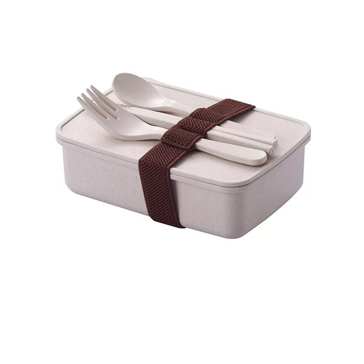 Single Layer Healthy Biodegradable Kids Lunch Box With Cutlery Fork Spoon