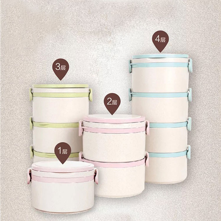 Eco Wheat Straw 1-4 Layer Biodegradable Wheat Lunch Box
