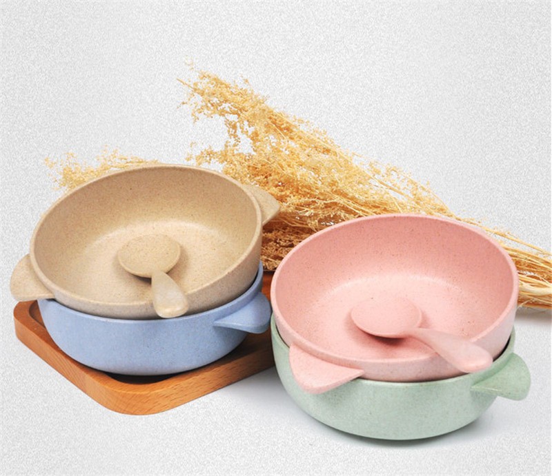 Hot Selling Kids Bowl And Spoon Set Biodegradable Rice Husk for Promotion Gift 