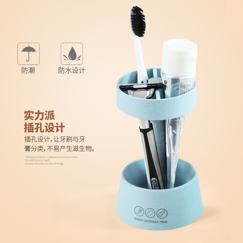 Clear Cover Pink Plastic Toothbrush Holder With bamboo Toothbrush Toothpaste