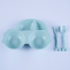Children Gift Wheat Straw Plastic Baby Disposal Bamboo Powder Hotel Tableware Set with Fork Spoon Plate