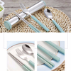 Free Sample Wheat Straw Stainless Outdoor Picnic Tableware Set