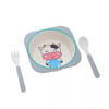 Cartoon Kids Convenient Lunch Box Bamboo Dinnerware Sets