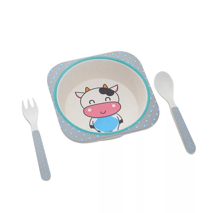 Cartoon Kids Convenient Lunch Box Bamboo Dinnerware Sets