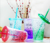  Customize Double Wall Freezable Gel Ice Cup with Straw