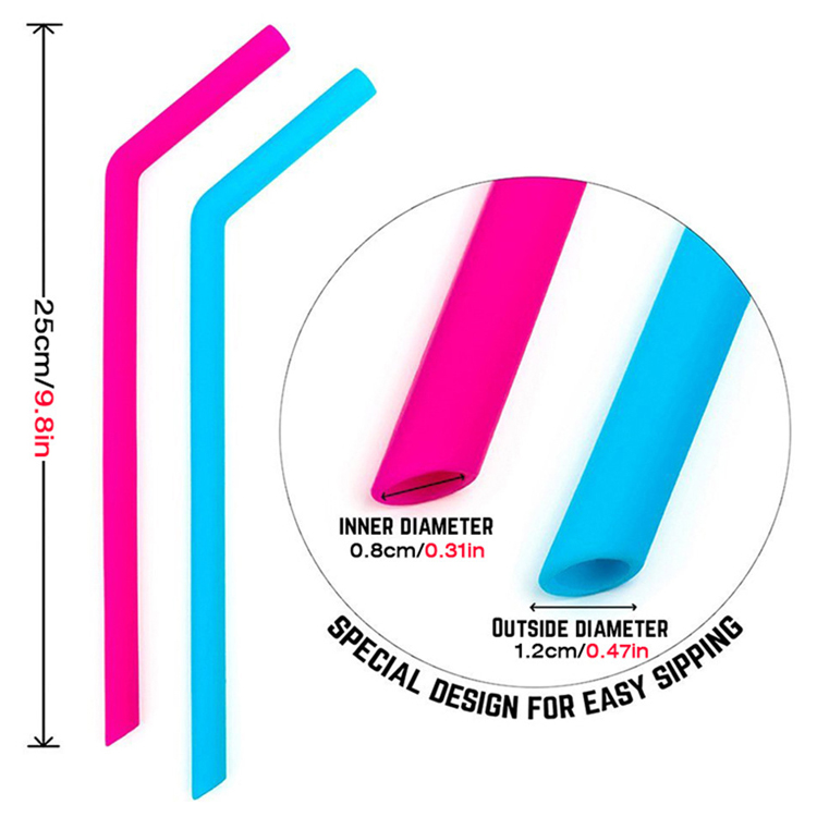 Eco-friendly Colorful Reusable Folding Silicone Drinking Straw