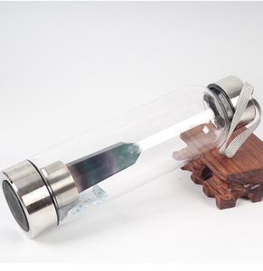 Natural Polish Crystal Infused Gemstone Glass Water Bottle