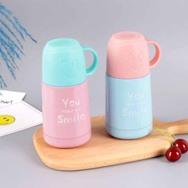 Creative Smiley Face Mug Stainless Steel Water Bottle with Lid