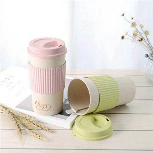 Nature Custom Color 350 ML Wheat Straw Cup, Plastic Cup With Straw