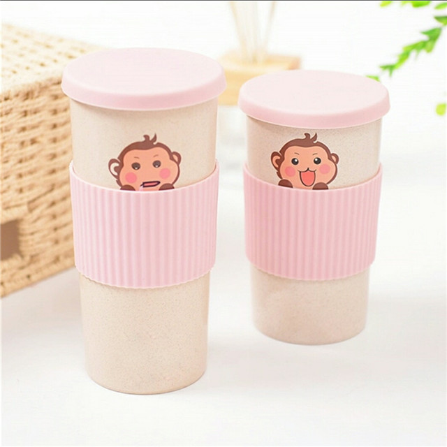 Coffee Mug Portable Wheat Travel Coffee Cup Bottle with Splash Proof Slider Lid