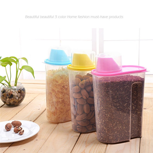 2.5L Kitchenware Seal Food Plastic Storage Box Grain Cases With Measure Scale