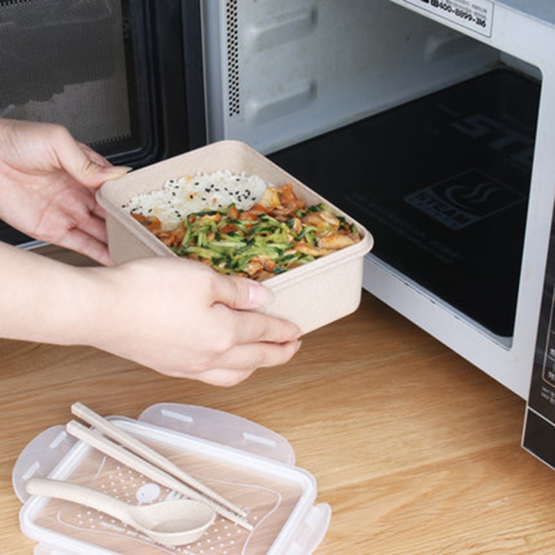 Portable Wheat Straw Biodegradable Lunch Box With Rectangle 
