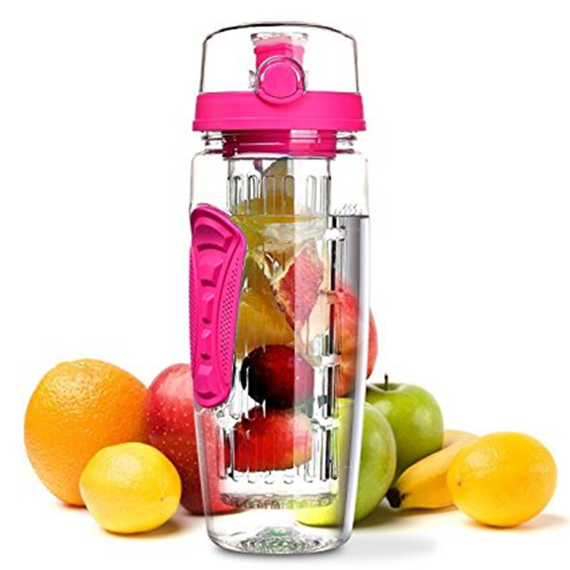 TENGHUA 32OZ High Quality Tritan Water Infuser Bottle, BPA FREE Infuser Water Bottle, Fruit Infuer Water Bottle with cool gear