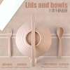 Dual Purpose Healthy Degradable Wheat Material Noodle Bowl Handle Bowl Cutlery Set