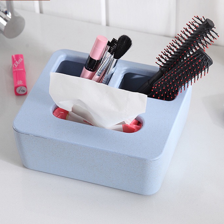 Home Wheat Straw Plastic Car Tissue Box Holder