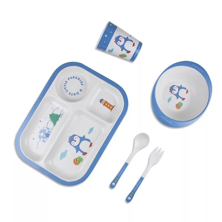 Kids Lunch Box BPA Free With Water Bottle Bamboo Dinnerware Set 