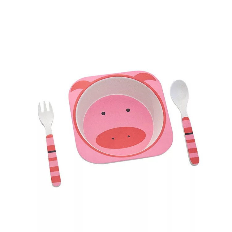 Cartoon Kids Convenient Lunch Box Bamboo Dinnerware Sets