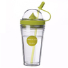 AS Material Double Wall Plastic Drinking Cup, Plastic Juice Cup With Straw