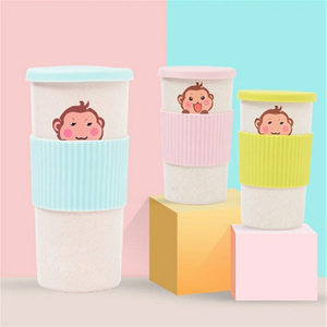 Coffee Mug Portable Wheat Travel Coffee Cup Bottle with Splash Proof Slider Lid