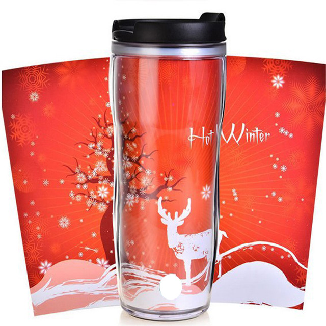 350ml Plastic Cup Double Wall with Paper Insert Cup