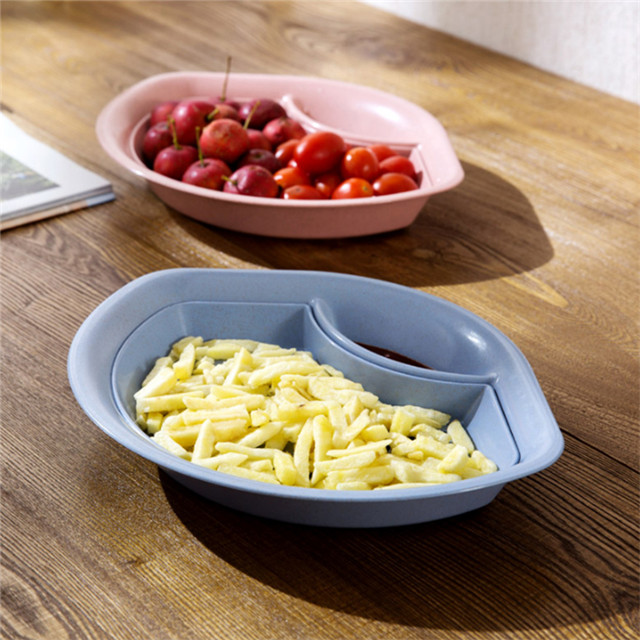 Hot Sale Kitchen Creative Shell-Shaped Unbreakable Wheat Straw Dumpling Plate, Lunch Plate,Tomato Sauce Plate