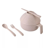 Dual Purpose Healthy Degradable Wheat Material Noodle Bowl Handle Bowl Cutlery Set
