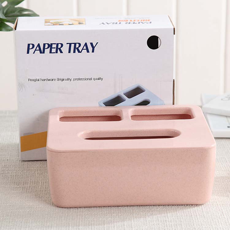 Home Wheat Straw Plastic Car Tissue Box Holder