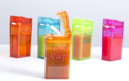 Colorful School Kids Fruit Juices Bottle with Straw