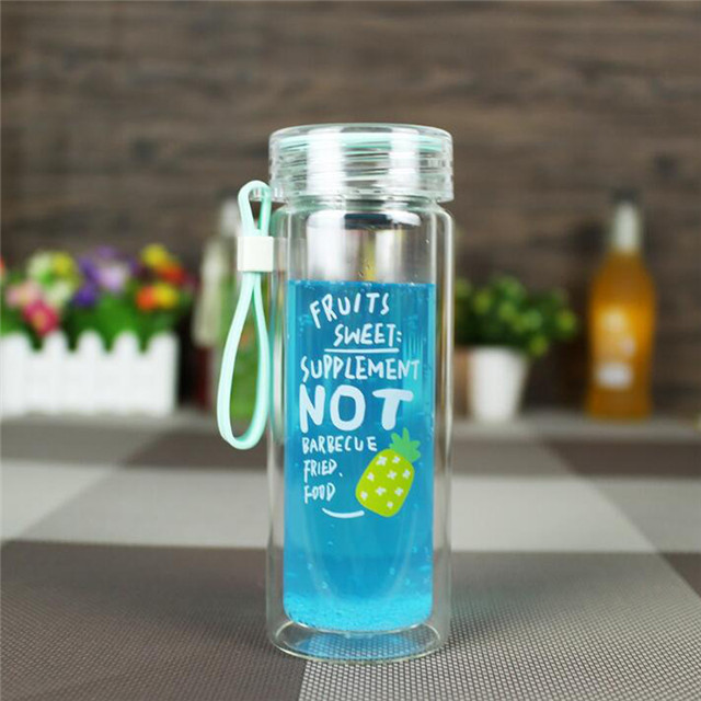 Wholesale Custom 350ml Double Wall Water 16oz Glass Bottle Manufacturer, Glass Drinking Bottle With Tea Infuser